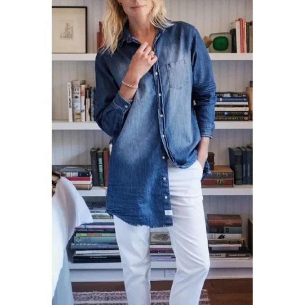 Frank & Eileen Mary Denim Shirt Dress in Distressed Vintage Wash Small - Picture 13 of 13